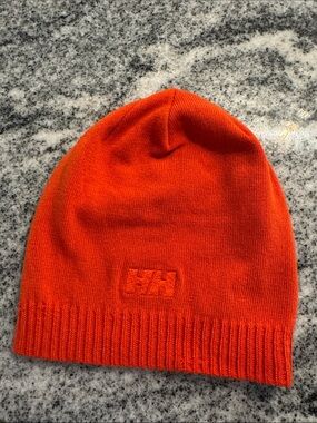 Orange Knit Beanie with Subtle Logo